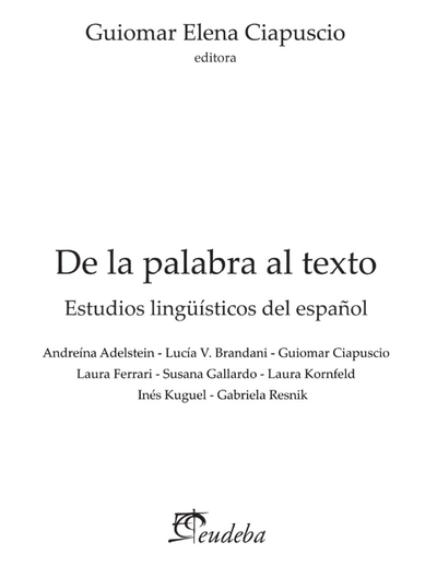 De la palabra al texto: estudios lingüísticos
