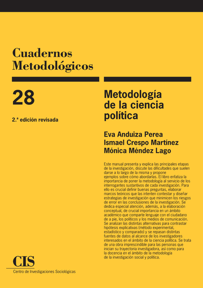 Metodología de la ciencia política (Colección Cuadernos Metodológicos, 28)