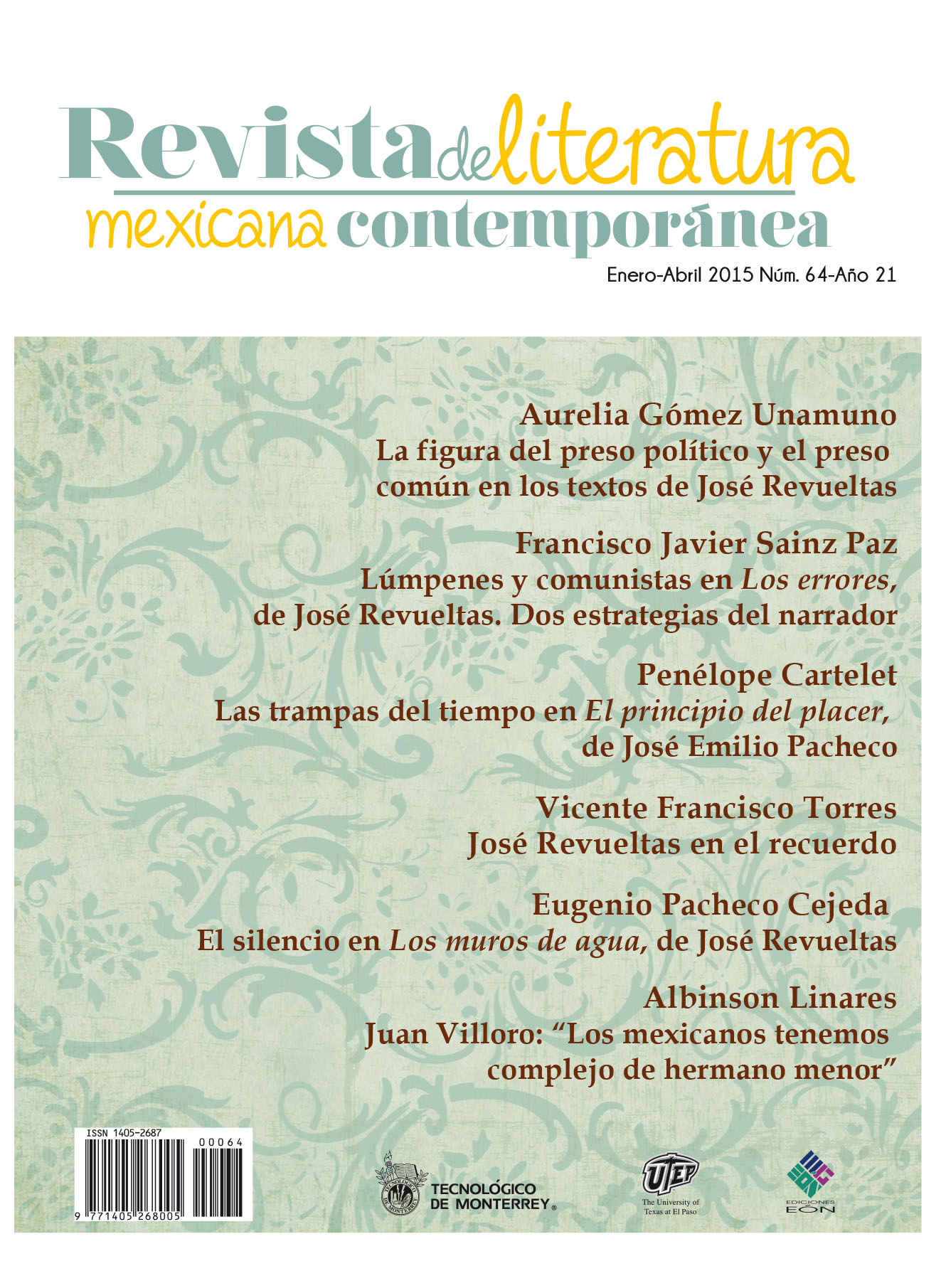 Revista de Literatura Mexicana Contemporánea (64)