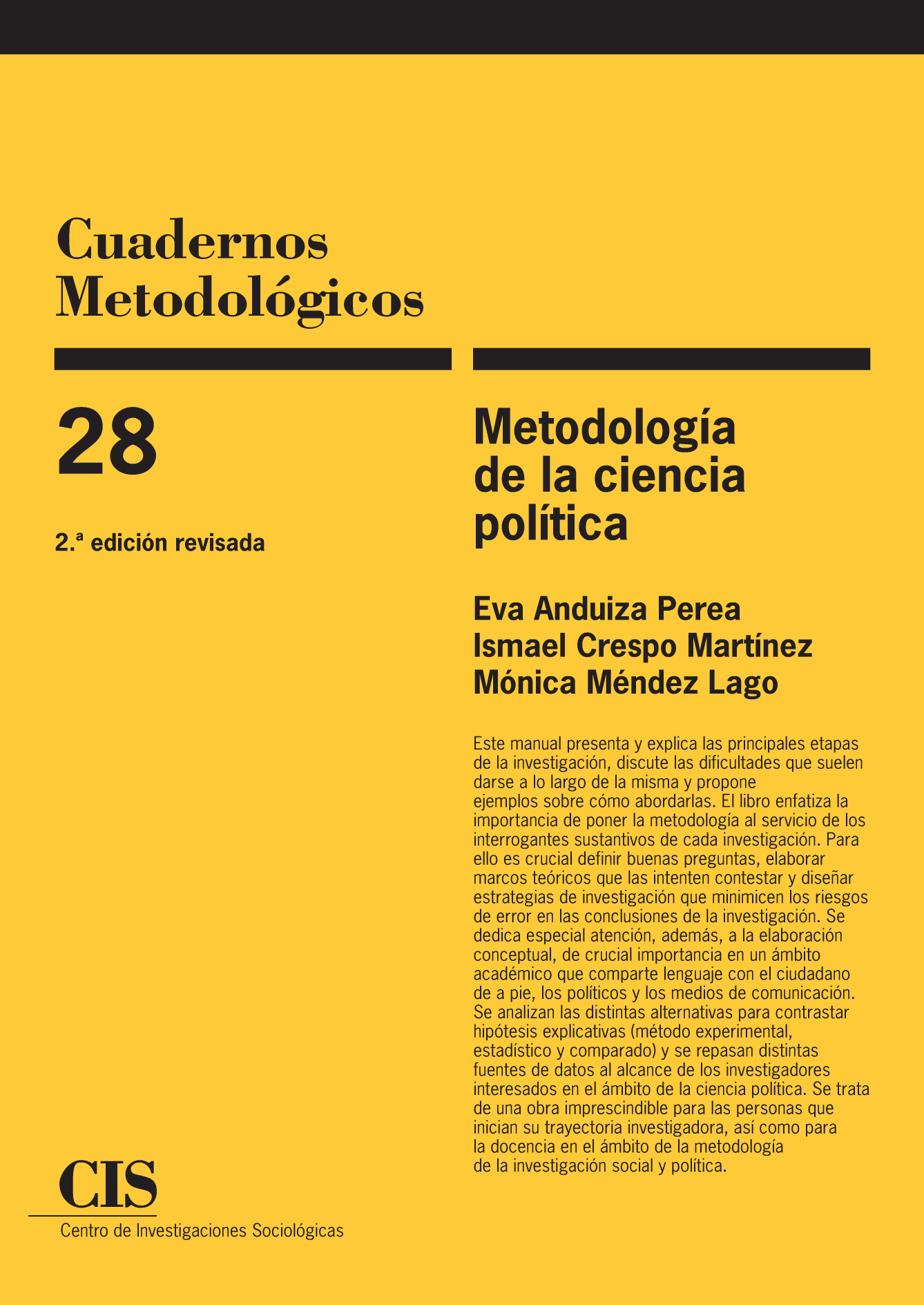 Metodología de la ciencia política  (Colección Cuadernos Metodológicos, 28)