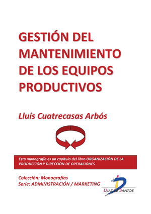 Gestión del mantenimiento de los equipos productivos