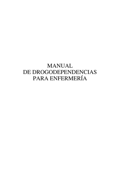 Manual de drogodependencias para enfermería